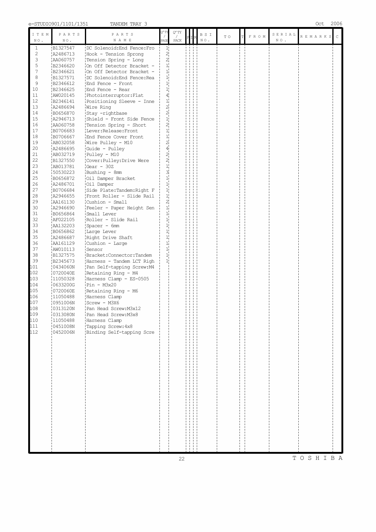 TOSHIBA e-STUDIO 901 1101 1351 Parts List Manual-4